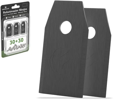 To the South® Universele Robotmaaier Mesjes geschikt voor o.a. Gardena, Husqvarna, McCulloch, Yard Force, Segway, Garden Feelings, Cramer, Ferrex & Florabest - Black Coated - 30 Stuks