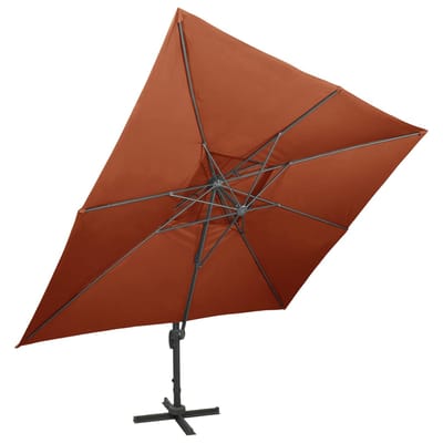 vidaXL - Zwevende - parasol - met - dubbele - bovenkant - terracotta - 400x300 - cm