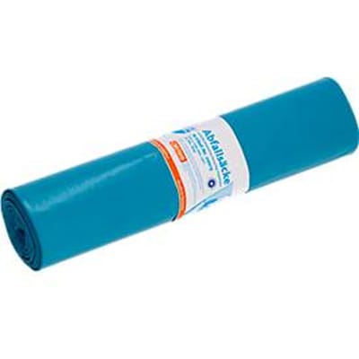 Deiss PREMIUM PLUS® afvalzakken, gerecycled LDPE, scheurvast, B 700 x H 1100 mm, 120 liter, 34 µm, blauw, 250 stuks
