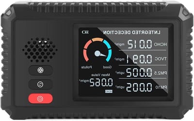 Luchtkwaliteitsmonitor - CO2 detector - Binnenklimaat meten - 12-in-1 detectie - 90x70x35 mm - Zwart