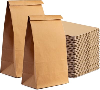 100 Bruine Kraft Papieren Zakken - 265 x 170 mm - Stevige Boodschappentassen