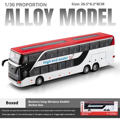 Grands jouets pour enfants Bus à deux étages Simulation Modèle en alliage Bus longue distance Bus d'affaires Voiture jouet Cadeau Ornement