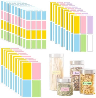 Dailygoods- Etiketten 260 Stuks - Zelfklevend - Waterdicht - Beschrijfbare Stickers - Kleurrijk - Diverse Afmetingen (30x15mm/63x22mm/60x30mm)