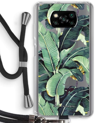 Case Company® - Hoesje met koord geschikt voor Poco X3 Pro hoesje met Koord - Bananenbladeren - Telefoonhoesje met Zwart Koord - Bescherming aan alle Kanten en Over de Schermrand