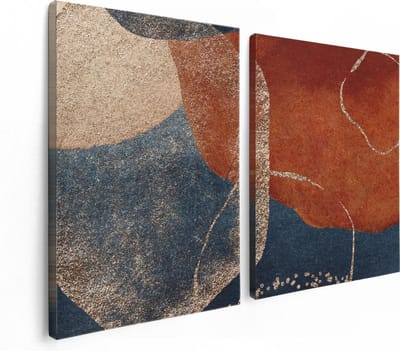 Artaza Canvas Schilderij Tweeluik Abstracte Kunst van Cirkels - 120x80 cm - Wanddecoratie Woonkamer - Schilderijen - Muurdecoratie