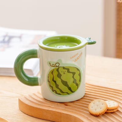 Zomerfruit Keramische Kop met Deksel Mok Koppels Koffiekop Student Drinkwaterbeker Ontbijtkop Geschenkdoos 360ml