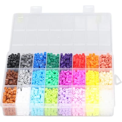5mm 6300 stuks Smeltkralen Kit DIY 24 Kleuren Smeltkralen Kit voor Kinderen Inclusief 3 Stuks Wit Papier 12