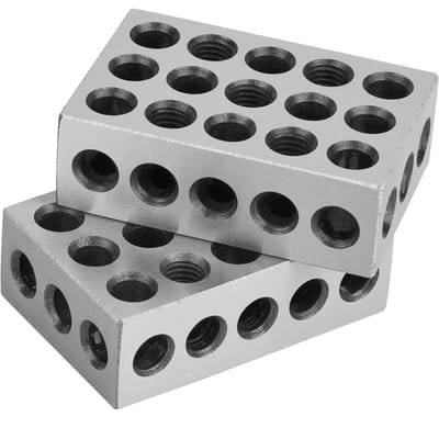 2 stuks 25x50x75mm Blokken 23 Gaten Frezen Parallel Klemblok Freesmachine Accessoires wit