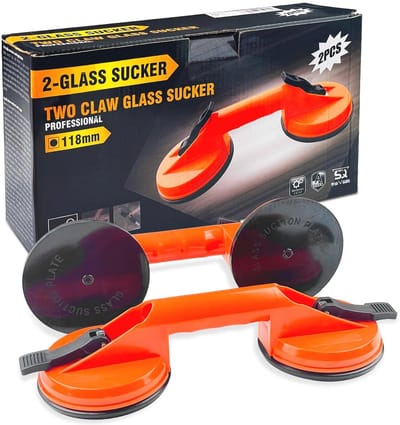 Zuignappen voor glas en tegels met antislip handgreep – 2 stuks, 100 kg draagvermogen