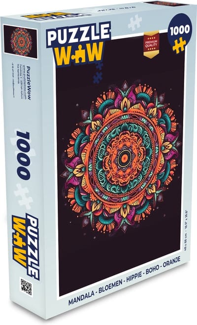 Puzzel Mandala - Bloemen - Hippie - Boho - Oranje - Legpuzzel - Puzzel 1000 stukjes volwassenen