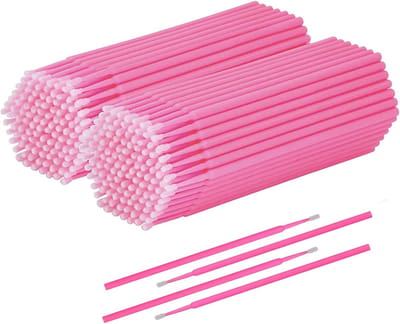 Famanu – Microborstels voor wimperverlenging en precisie reiniging, , 200 stuks, roze