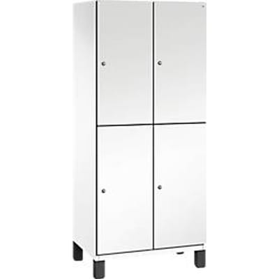 C+P Double-store locker Cambio, 2 vakken, 4 legborden, op poten, B 800 x D 525 x H 1980 mm, verkeerswit/wit