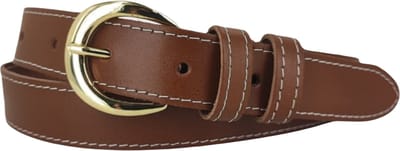 Vrouwen Riem | Dames Riem | Leren Riem | Lederen Riem | Kleur: cognac | Gouden Gesp | 3cm breed | Riemmaat: 85cm (totale lengte: 100cm) | 100% echt leer | Nikkelvrije gesp