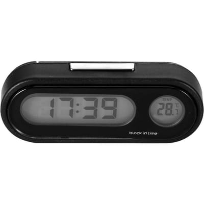 Thermomètre numérique de voiture 2 en 1 Horloge de tableau de bord numérique de température de voiture Rétroéclairage LCD Voiture noir
