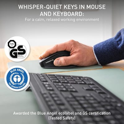 Draadloos Toetsenbord en Muis Set met Ergonomische Muis en Fluisterstille Knoppen, QWERTZ Indeling, 2.4 GHz
