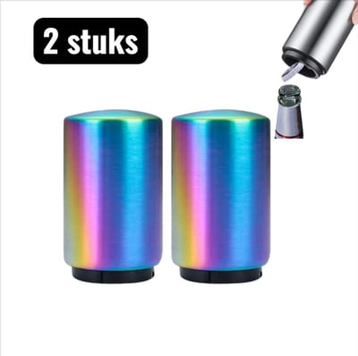 2 stuks - Allesopeners - RVS Druk Flessenopener – Bierfles- en frisdrankopener - Laserpatroon
