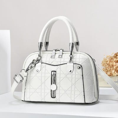 Nieuwe Diamant Ruit Splicing Eenvoudige Crossbody Tas Persoonlijkheid Dames Tas Handtas Mode Schoudertas . white