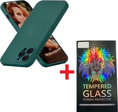 Solid hoesje Soft Touch Liquid Silicone + 1X Screenprotector [Camera all-round bescherming] - Geschikt voor: iPhone 13 Pro Max - Groen