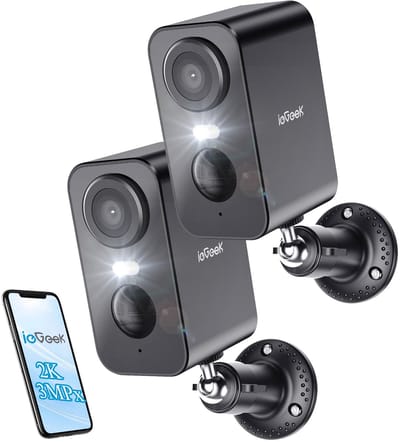 CAMERA OP BATTERIJ - DRAADLOZE AUDIO IP WIFI 3MPX - DUBBELZIJDIGE AUDIO BEVEILIGINGSCAMERA - VOOR THUIS MET - ZONNEPANEEL PIR BEWEGINGSDETECTIE - KLEUREN NACHTZICHT CCTV IP CAMERA SECURITY - 2 STUKS