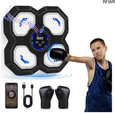 RFWR® Muziek boksmachine voor kinderen met bluetooth en bokshandschoenen - wandgemonteerd