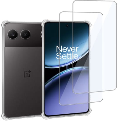 Geschikt voor OnePlus Nord 4 - Hoesje + 2x Screenprotector – Gehard Glas Cover + Shock Proof Case – Transparant