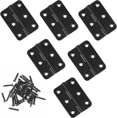 Zwarte Deurhengsels 2 Inch - 6 Stuks met 38 Hinge Schroeven voor Meubels, Kasten en Lades