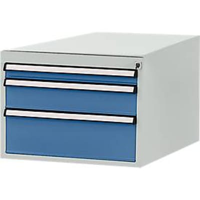 Manuflex onderbouw met schuifladen, voor werkbank Profi diepte 700 mm, lichtgrijs/briljantblauw