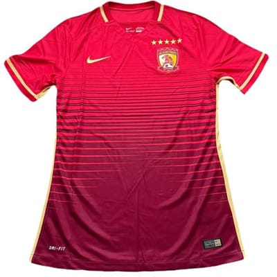 Maillot de Football Nike 2016 Guangzhou Evergrande Domicile Version Joueur Col V Manches Courtes Blocs de Couleurs Unisexe Hauts 806644-611 XL red