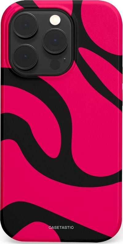 Casetastic hoesje geschikt voor Apple iPhone 14 Pro - MagSafe - Dubbellaagse bescherming - Zwart Roze Mamba Golven - Fashion Case - Roze Zwart