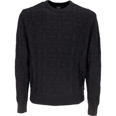 Mannen trui Interlaced Jacquard Overdyed Crew Black
