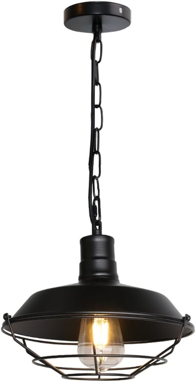 Industrieel Hanglamp Slaapkamer E27 Plafondlamp Woonkamer 26cm Kroonluchter Keuken Zwart