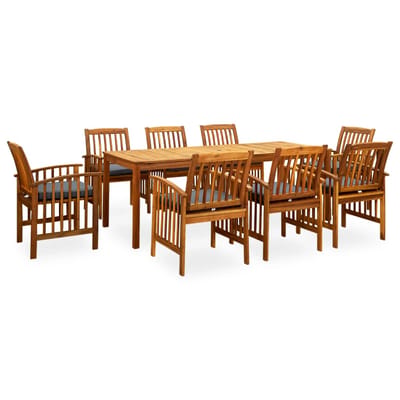vidaXL - 9-delige - Tuinset - met - kussens - massief - acaciahout