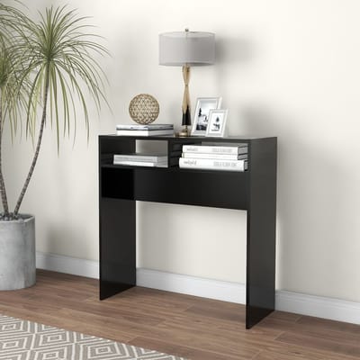 vidaXL - Wandtafel - 78x30x80 - cm - bewerkt - hout - zwart