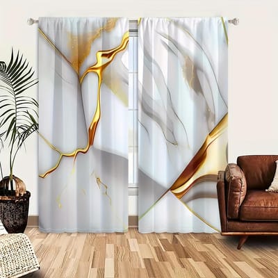 2 Panelen Marmer Textuur Bedrukte Gordijnen Raambekleding Voor Slaapkamer Kantoor Keuken Woonkamer Studiekamer Huisdecoratie Oogjes Bovenkant 2x50Wx50H(CM)&Grommet Top gray