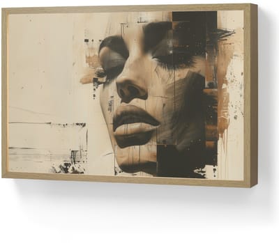 Wandlamp 60x40 cm - Oplaadbaar - Vrouw - Gezicht - Abstract - Kunst - Wandlampen binnen woonkamer - Slaapkamer lamp - Decoratieve nachtlamp - Vloerlamp draadloos