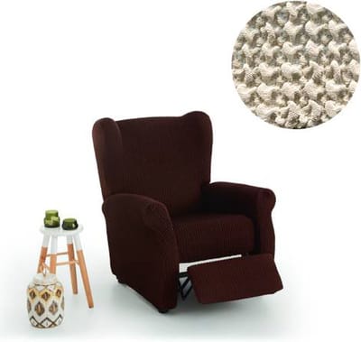 Belmarti® Stoelhoes Milos 65cm tot 90cm breed - Ivoor - Voor fauteuil met beweegbare voetenbank - Anti-statisch - Ademend katoen - Premium A-kwaliteit