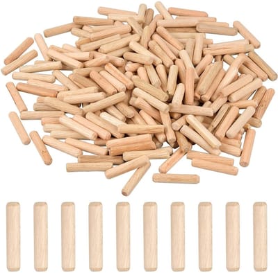 Set van 200 Houten Plugs, Ribbelplugs voor Meubels, Deuren en Creatieve Projecten (8mm x 40mm)