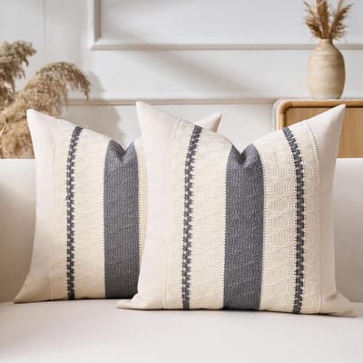 Boho kussenhoes - Decoratief en Modern - Set van 2 - Grijs - Katoen - 40 x 40 cm