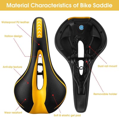 Dailygoods - Fietszadel, gel, universeel, hol, ergonomisch, comfortabel, zacht traagschuim, fietszadel, stadsfietszadel, mountainbike, crossbike, stadsfietsen, voor heren, dames en kinderen