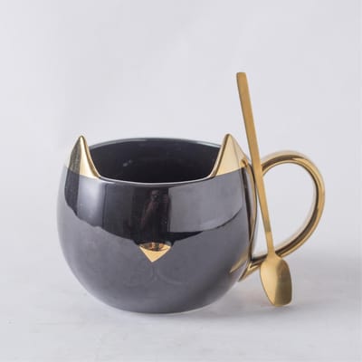 Eenvoudige Gouden Kat Keramische Kop Student Koppels Drinkwater Kop Kantoor Hooguitziende Leuke Cadeau Mok 301-400ml