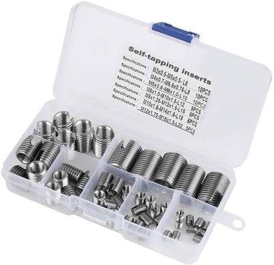Dailygoody - Schroefdraadinzetstukken - Roestvrij staal - Zelftappend - Voor reparatie - Versterking - 50 stuks - Geschikt voor auto's