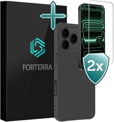 Hoesje Met 2x Screenprotector - Geschikt voor Apple iPhone 17 Pro - Sterk & Shockproof - Telefoon Hoes - Back Cover - Siliconen Case - Zwart