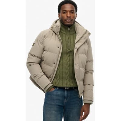 Superdry Everest Korte Gewatteerde Jas Met Capuchon Dark Grey Grootte: S