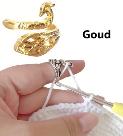 Verstelbare Breilus/Haaklus I Breiring I Garengeleiding I Vingergaren I Spanring I Garenring I Metaal I Pauw Design I Goud