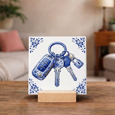 Delftsblauw Tegeltje 11x11 Sleutels – Origineel Housewarming Cadeau