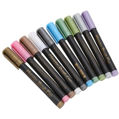 10 pièces Marqueur Peinture Métal Tête Souple Marqueur à Base d'Eau Stylo Peinture Écriture DIY black