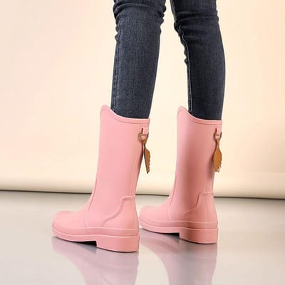 Middenbuis Waterschoenen voor Dames, Nieuwe Waterdichte en Antislip Regenschoenen, Modieuze Outdoor Rubber Schoenen met Zachte Zool voor Dames 41 pink