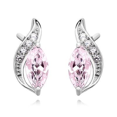 Joy|S - Zilveren elegante druppel oorbellen - zirkonia - marquise roze - oorknoppen - gehodineerd