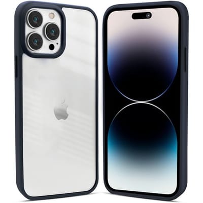 Coverzs telefoonhoesje geschikt voor Apple iPhone 12 Pro Max hoesje - doorzichtig acryl telefoonhoesje met gekleurde silicone rand - optimale bescherming - donkerblauw