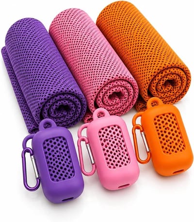 Koelhanddoeken Set - Microvezel Handdoeken - Sporten en Reizen - Directe Koeling - 52 x 98 cm - Oranje Roze Paars
